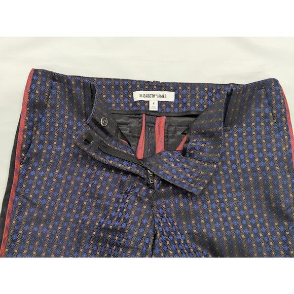 ELIZABETH AND JAMES Womens Jacquard Dion Slim Cropped Pants Blue & Red sz 4 - Picture 4 of 10